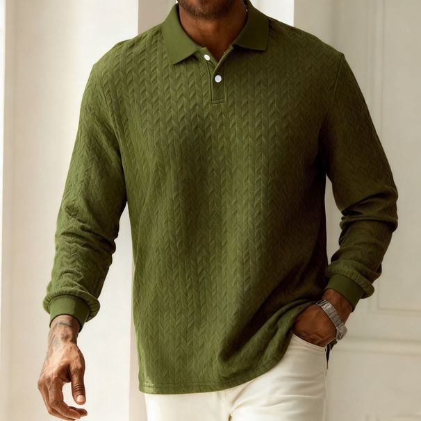 Men's Clothing Casual Button-Down Shirt Long Sleeve Solid Color Relaxed Fit Breathable Polyester Blend Versatile Top For Everyday Wear_viptrois.com