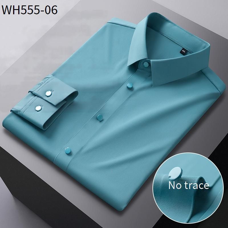 Men’s Seamless Bonded Stretch Shirt – Wrinkle-Free Long Sleeve Business Casual Top (S-4XL, Nylon-Spandex, Tailored Fit, Machine Washable)_viptrois.com