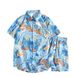 Men's Hawaiian Floral Shirt Short Sleeved Loose Fit Plus Size Beachwear Set Couple Style Retro Trendy Hong Kong Shorts_viptrois.com