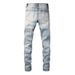 Men's Clothing Men's Fashion Brand High Street Ripped Jeans Men's Elastic Colorful Patch Men's Skinny Pants_viptrois.com