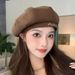 Blogger Recommed Thickened Brushed Solid Color Letter Beret For Women, Youthful And Artistic Octagonal Painter Hat_viptrois.com