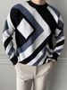 Men's Geometric Color Block Pullover Sweater – Trendy Winter Knit With Unique Pattern (Black/Brown, M-3XL)_viptrois.com