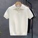 Men's Clothing Scissor Collar Short Sleeved Knitted Sweater Cool Anti Wrinkle T Shirt_viptrois.com