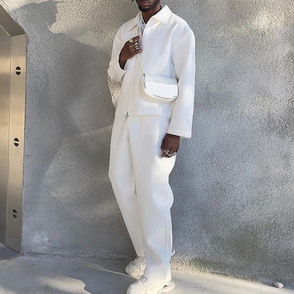 Men's Clothing fashion jacket casual pants two piece set hot selling men's clothing new style repair trend solid color men's fashion suit_viptrois.com