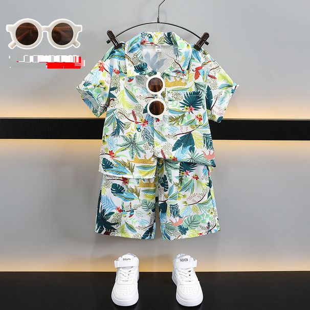 Mother & Kids Boys Short Sleeved Suit Summer New Children's Thin Cool Beach Suit_viptrois.com