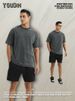 280-gram Vintage Washed And Aged Trendy Short-sleeved T-shirt For Men, Loose European Version, Pure Cotton T-shirt_viptrois.com