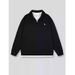 Men's Clothing 2026 Spring/Autumn New Style Faux Two-Piece Pony Embroidered Waffle Casual Collar Sweatshirt_viptrois.com