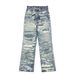3D Printed Cleanfit Washed High Street American Straight Leg Jeans - Vintage Denim Style, Mid Rise, Stretch Cotton, Youth Casual Fashion_viptrois.com