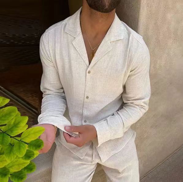 Men's Clothing Men's Casual Suits Spring And Autumn Fashion Long Sleeved Trousers Two Piece Cardigan Suits_viptrois.com
