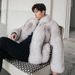Men's Clothing Winter new fur coat men's blue leather youth hooded fur coat fur and leather_viptrois.com