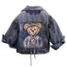 Children's clothing Back Bear Hat Rope Denim Jacket Spring and Autumn New Children's Denim Clothing Baby Top Jacket_viptrois.com