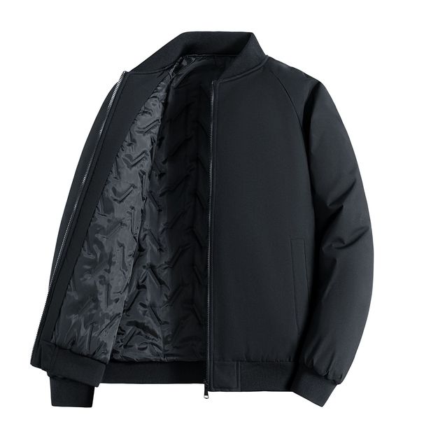 Autumn Winter New Men's Stand Collar Casual Loose Solid Color Coat Two-Way Thickened Plus Size Cotton Padded Jacket_viptrois.com