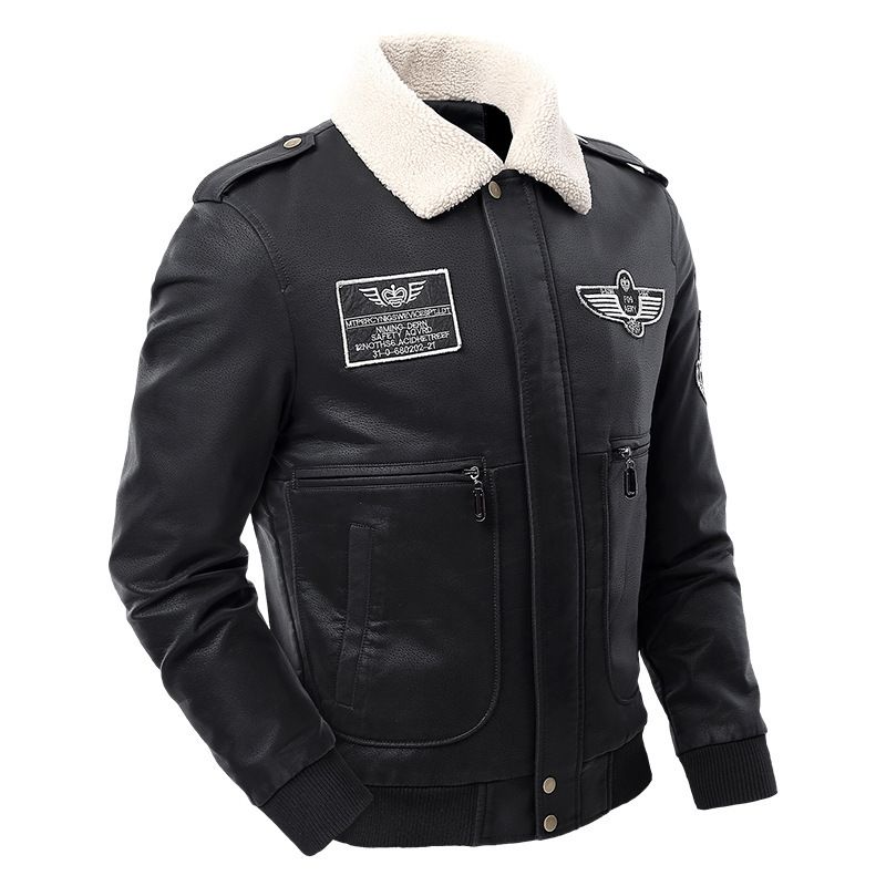 Men's Fleece-Lined PU Leather Jacket – Slim Fit Biker Style Coat With Ribbed Hem (M-8XL, Black/Brown) Business Casual & Streetwear Versatile_viptrois.com