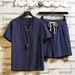 Men's Clothing Cotton And Linen Short Sleeved Shorts Suit Men's Chinese Style Summer Trend Middle Aged Dad Linen Casual Sports Two Piece Suit_viptrois.com