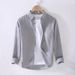 Men's Clothing Thin Shirt Long Sleeved Casual Loose Cotton And Linen Shirt Linen Fabric Top_viptrois.com