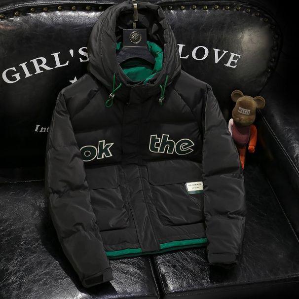 2024 Winter New Trendy Brand Hooded Casual Cotton Clothes Men's And Korean Version Trendy Labeling Thickened Warm Short Jacket_viptrois.com