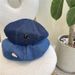 Metallic Denim Beret For Women, British Style, Large Head Circumference, Face Slimming Cloud Hat, Sweet Casual Octagonal_viptrois.com