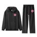Men's 300GSM Fleece Hoodie & Jogger Set - Heavyweight Streetwear With US Map Embroidery, Youth Casual Outfit_viptrois.com