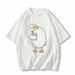 【DORAE】2026 Unisex T-shirt (100% Cotton) Black ("Smoking Duck Doubt" Print & Playful Accent) – Casual Style For Friend Gathering_viptrois.com