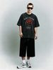 Vintage Washed T-Shirt, Men's Retro Red Rose Graphic, Aesthetic Romantic Style, Casual Loose Street Tee_viptrois.com