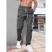 Men's Casual Sports Zipper Decorative Cargo Pants Waist Drawstring Men's Plus-size Woven Cargo Pants_viptrois.com