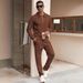 Men's Clothing New Men's Jacquard Long Sleeved Trousers Two Piece Suit Fashion Casual Sports Solid Color Suit Men's Clothing_viptrois.com