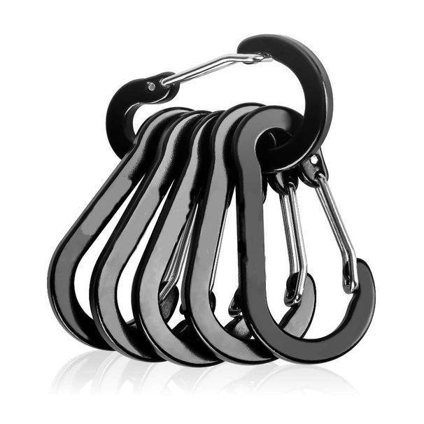 6pcs Mountaineering Buckle, Steel Small Carabiner Clips, Fishing Climbing Acessories, Outdoor Camping Multi Tool_viptrois.com