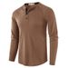 Men's Waffle-Knit Henley Shirt – Breathable Long Sleeve Tee (95% Polyester, Stretch Fit, Moisture-Wicking)_viptrois.com