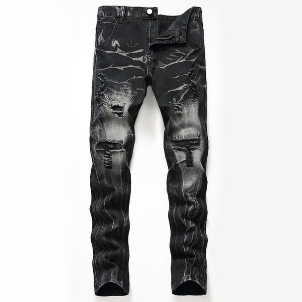 Men's New Distressed Jeans, Fashionable And Casual Straight Leg Jeans_viptrois.com
