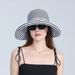 Summer Contrast Color Striped Big Brim Fisherman Hat Japanese Style Foldable Sun Hat Female Outdoor Fashion Sun Hat_viptrois.com