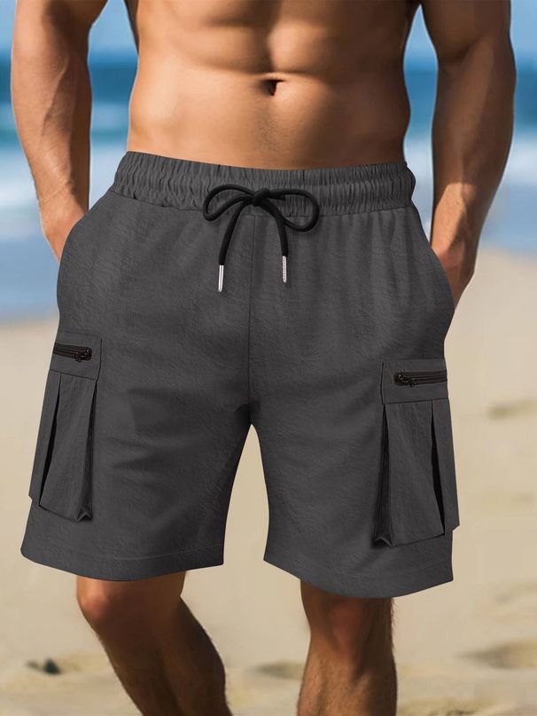 Men's Summer Elastic Rope Sports Functional Japanese Five-inch Pants With Three-dimensional Pockets And Loose Work Shorts_viptrois.com