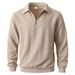 2027 Fashion European-USA Style Outerwear Youth/Men Polyester Pure Color Lapel Half Zipper Jacquard Long Sleeve Casual Sweatshirts_viptrois.com
