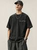 230g Washed Men Crew Neck Tee NNAU Minimal Curved Line Letter Print Short Sleeve Casual Streetwear Summer Top_viptrois.com