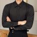 Men's Clothing Windsor Collar White Pinhole Collar Collar Pin Solid Color Shirt Shirt Business Wedding Party Wedding Emcee Nightclub_viptrois.com