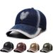 New style men's and women's washed denim heart baseball cap versatile soft top trendy street curved brim face small duckbill cap_viptrois.com