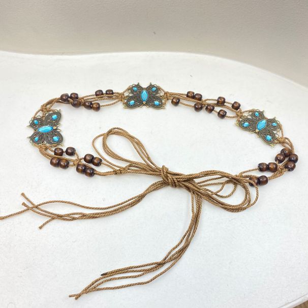 Belt Chain 1pc Ladies Decoration Handmade Braided Personalized Waist Jewelry Metal Butterfly Belt Chain_viptrois.com