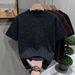 Men's Clothing Men's Heavyweight Pure Cotton Short-Sleeved Tie Dye T-Shirt Trendy Brand Loose Style Black Top For Summer_viptrois.com