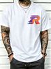 100% Cotton Men Crew Neck Tee Gradient R Letter Print With Small P Accent Short Sleeve Casual Summer Top_viptrois.com