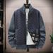 Men's Casual Stand Collar Fleece Lined Zip-Up Sweater Jacket - Warm Winter Pullover, Relaxed Fit, Multiple Colors & Sizes_viptrois.com