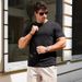 Men's Clothing Slim Round Neck Short Sleeve Towel Cloth Personality T Shirt_viptrois.com