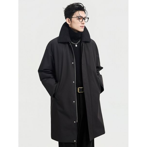 Authentic Winter New Retro Turn-Down Collar Design Men's Thickened Long Down Jacket Wrinkle-Resistant Warm Coat_viptrois.com