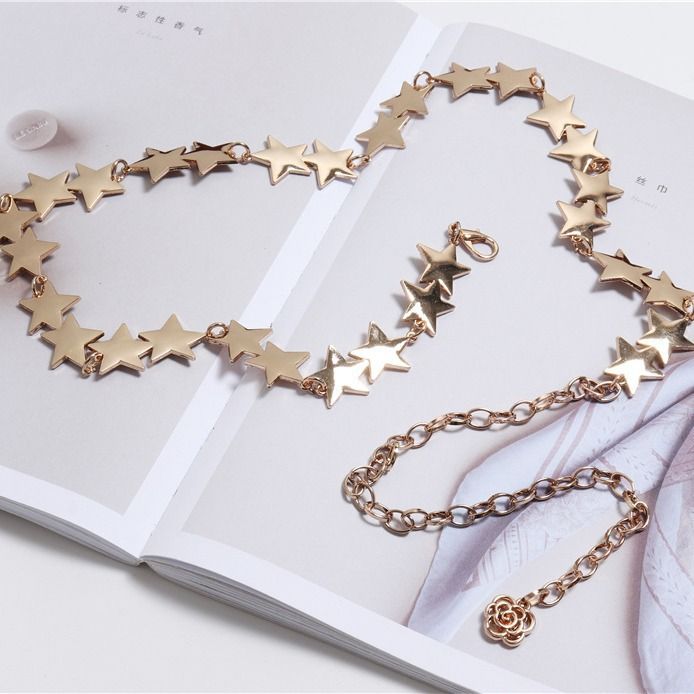 Five-pointed Star Waist Chain Women's New Vintage Decorative All-match Skirt Chain High-end Sense Student Fashion Distinctive Belt_viptrois.com