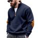 Men's Heavyweight Fleece Zip-Up Patchwork Henley Collar Long Sleeve Casual Shirt – Solid Color, Relaxed Fit, Winter Warmth_viptrois.com