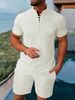 2025 New Men's Retro Jacquard Casual Henry Collar Short-sleeved Suit_viptrois.com