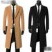 Men's Wool-Blend Overcoat - Mid-Length Business Casual Winter Coat With Suit Collar, Warm Windbreaker In Black/Grey/Navy/Khak_viptrois.com