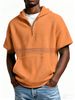 Men's Waffle-Knit Zip-Up Hooded Short Sleeve Sweatshirt With Kangaroo Pocket(Black/White/Gray/Army Green/Orange/Sky Blue/Lavender,S-5XL)_viptrois.com