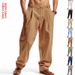 Men's Casual Linen Pants Loose Fit Breathable Simple Straight Leg Outdoor Sports Versatile Sports Pants_viptrois.com