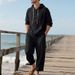 Men's Clothing Men's Long Sleeved Hooded Shirt Loose Trousers Beach Leisure Suit_viptrois.com