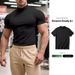 Men's Clothing Summer New Men's Casual T Shirt Fashion Half High Collar Slim Fit Solid Color Bottoming Shirt_viptrois.com