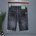Men's Clothing Men's Summer Thin High End Denim Shorts Trendy Brand Loose Straight Shorts High End Fashion Print Shorts_viptrois.com